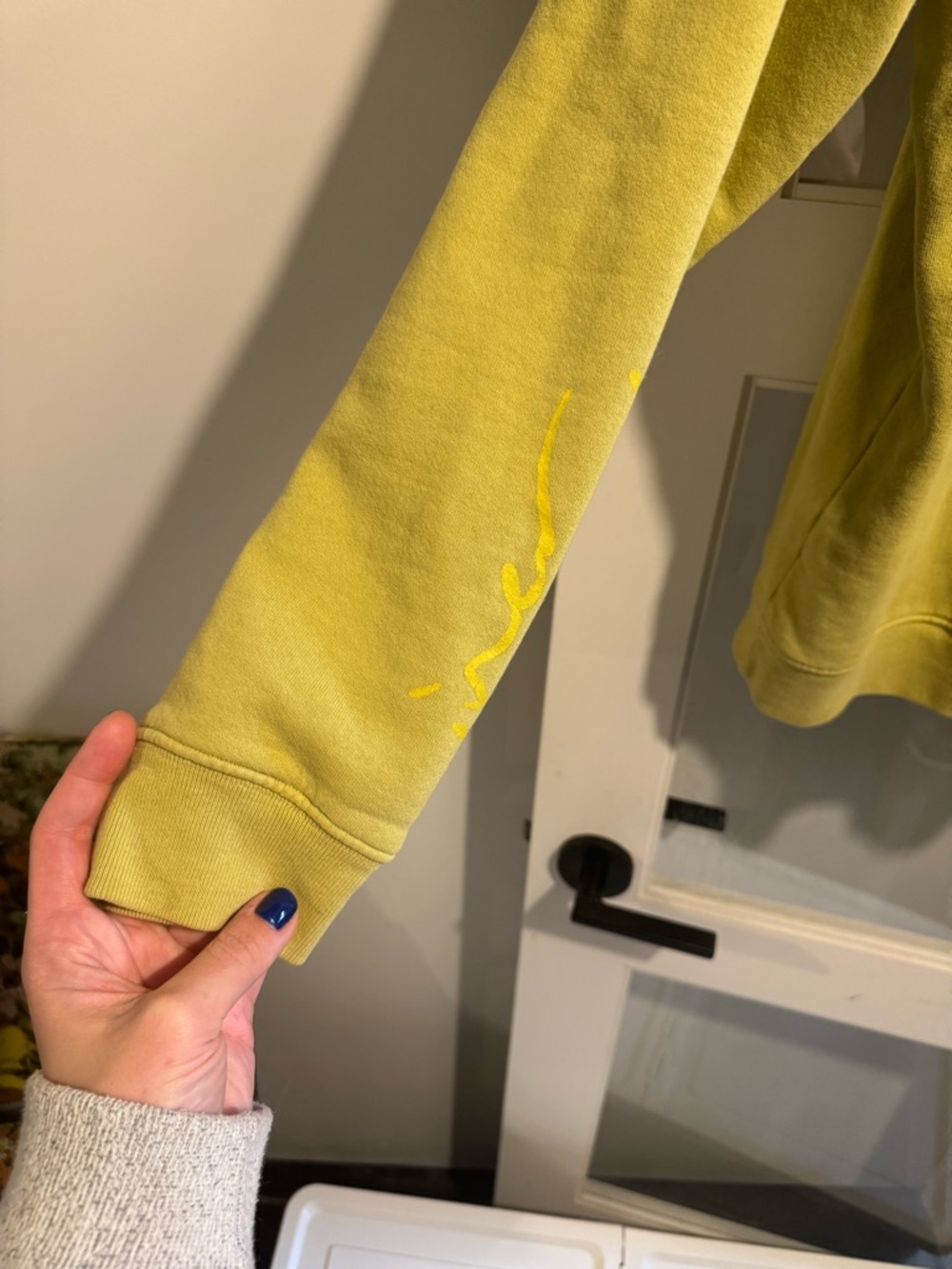 Bon Iver Merch Yellow Green Oversized Crewneck Sweatshirt with Red Script - Picture 4 of 4